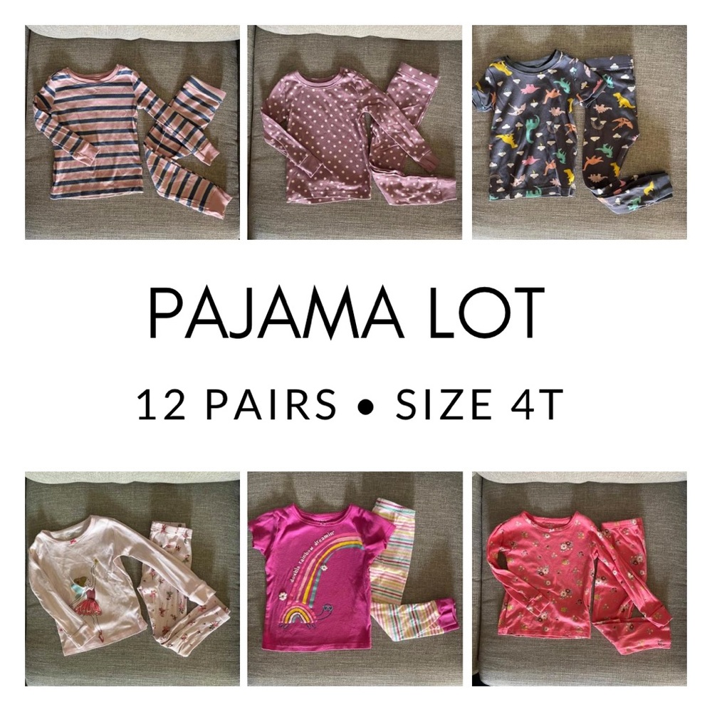 GIRLS Pajama Lot 4T (12 pairs)